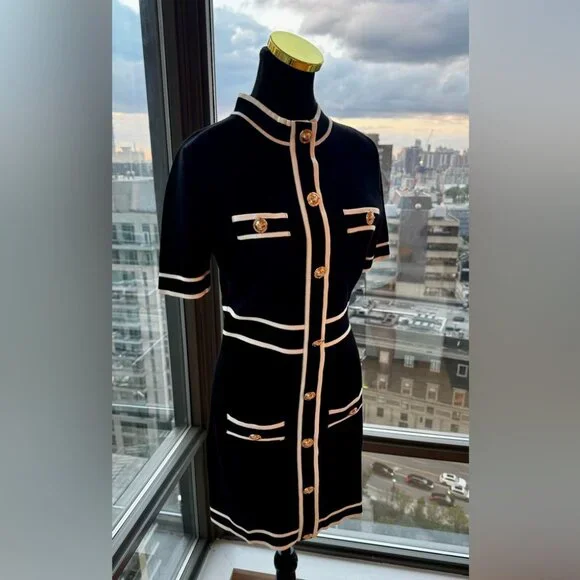 🆕KARL LAGERFELD🧿 NWT Classic Knit Dress with Embroidered Monogram, Black, Sz M - Picture 5 of 16